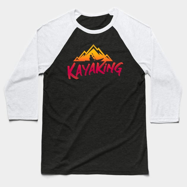 kayaking Baseball T-Shirt by fabecco